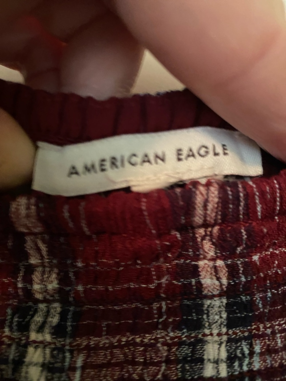 American Eagle Burgundy Navy Plaid Maxi Dress - Picture 2 of 6